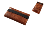 Angelo Feinschnittbeutel Leder hellbraun 16x9cm mit Gummiband